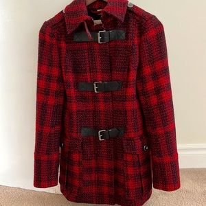 Authentic Burberry Brit red and black Wool coat